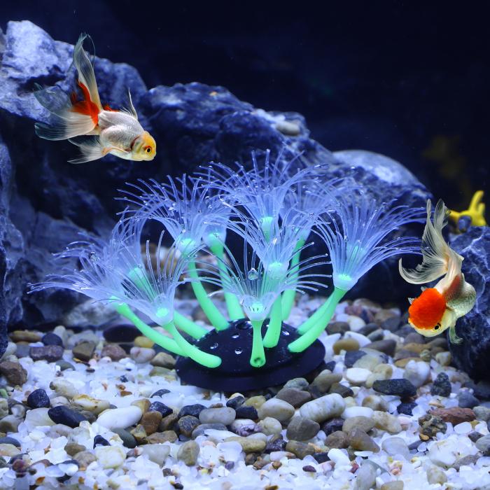 上等上等VOCOSTE アクアリウムシミュレーションサンゴひまわり シリコーン 蛍光サンゴ グローオーナメント 水槽の風景装飾 緑  熱帯魚・アクアリウム