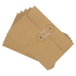 PATIKIL 4.5x6.7"のギフトカード封筒(紐付きクロージャー付き) 5枚セット クリスマスカードホルダー 挨拶状ビジネスカード封筒 感謝祭 ハロウィン 誕生日 結婚式用 茶色色