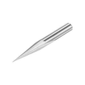 テーパー木彫りCNCルータービット 超硬ソリッド 2ストレートフルート アクリル PVC MDF プラスチック用 6mmシャンク 0.3 mm先端 15度 長さ50mm