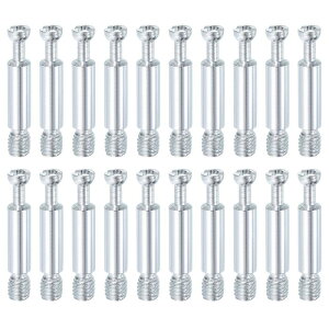30個35mm家具連結金具、ネジボルトダウエルスクリュー、キャビネット引き出しとワードローブ家具用の金属ダウエル取り付け用ファスナー、シルバー