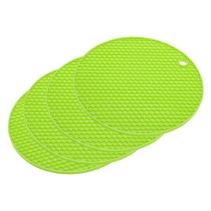 シリコン五徳マット 鍋・フライパン用 4個 シリコン鍋つかみ 耐熱五徳マット ティーポットコースター テーブルホットパッド キッチンテーブルカウンタートップ用 グリーン