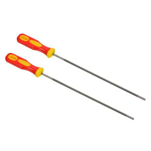 PATIKIL 4 mm チェーンソーファイル 2 個 スチールチェーンソーチェーン シャープナーチェーンソーアクセサリー プラスチックハンドル付き 園芸 ファイリング 研ぎ用