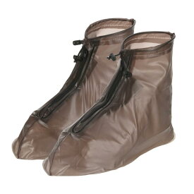 PATIKIL XXL 防水靴カバー 1ペア PVC 再利用可能 滑り止めオーバーシューズ 雨よけ スノーブーツプロテクター ジッパー付き 男性用 女性用 雨の屋外 ブラウン