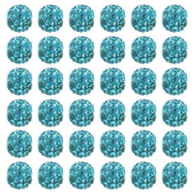 PATIKIL 8mm ラインストーンクレイビーズ 100個入りの丸いポリマークレイ水晶装飾ビーズ ジュエリーメイキングクラフトデコレーションネックレスチェーンブレスレットDIY ブルー