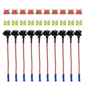 ACROPIX ユニバーサル 回路追加12V ロープ ロファイルミニヒューズタップ ホルダー アダプター 10個10A 20A APSブレードタイプヒューズ付き プラスチック ブルー 1セット