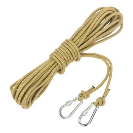 フック付きホローブレードポリプロピレンアンカーロープ 1/4"33フィートナイロンフロー ティングライン マリンプール用ライフボートアンカーロープ カーキ