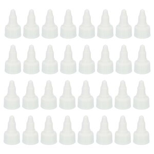 PATIKIL 20/410ツイス トボトルキャップ、50個のプラスチックリブエッジスクイーズボトル交換キャップ、ペイント蓋接着剤ディスペンシング用フォームガスケット付き、ホワイト