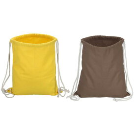 PATIKIL 棉 紐付きバッグ 2個セット 棉 折りたたみスポーツジムバッグ 女性用男性用ジムスポーツ旅行用 茶色黄色