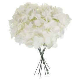 PATIKIL シルクアジサイの頭 茎付き 10個 造花 ホーム ウェディングの装飾 テーブルセンターピースブーケ用 ホワイト