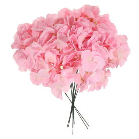 PATIKIL シルクアジサイの頭 茎付き 10個 造花 ホーム ウェディングの装飾 テーブルセンターピースブーケ用 ピンク