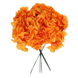 PATIKIL シルクアジサイの頭 茎付き 10個 造花 ホーム ウェディングの装飾 テーブルセンターピースブーケ用 オレンジ