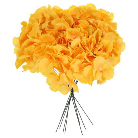 PATIKIL シルクアジサイの頭 茎付き 10個 造花 ホーム ウェディングの装飾 テーブルセンターピースブーケ用 イエロー