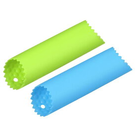 ガーリックピーラースキン リムーバーローラーキーパー シリコンガーリックピーラーチューブ ノンスリップ 13 cm長さ 便利なキッチンツール ブルー グリーン