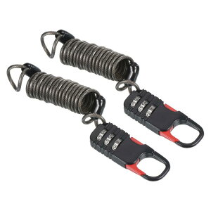 PATIKIL 3桁コンビネーションロック ばねケーブル付き 2個 ヘルメット用南京錠 1 M 柔軟 セキュリティスチールロックワイヤー バイクロッカー旅行荷物用 ブラック