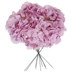 PATIKIL シルクアジサイの頭 茎付き 10個 造花 ホーム ウェディングの装飾 テーブルセンターピースブーケ用 パープル