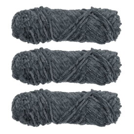 シェニールヤーン 毛布糸 ビロ ード糸 柔らかい 3撚り ポリエ ステルビロ ード かぎ針編み用 スカーフ編み用 3x100gr 3x120M ダークグレー
