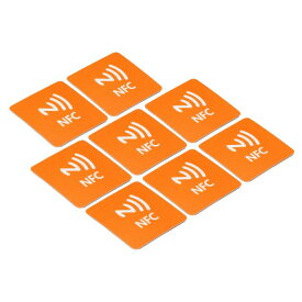 PATIKIL NFCステッカー 8個 NFC216 タグステッカー 888バイト メモリーフル プログラミング可能 スクエア NFCタグ 電話 NFC対応デバイス用 オレンジ