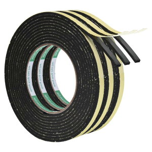 PATIKIL 4 Mウェザーストリップシール 3ロール 8 mm幅 3 mm厚さ EVA フォームテープ 粘着ストリップ ドアウィンドウ断熱材用