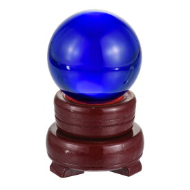 PATIKIL 50mm 水晶玉 1セット入り K9 クリスタルボール 装飾ボール ギフトボックスと木製スタンド付き 撮影 オフィス装飾 ブルー