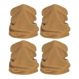 PATIKIL ウィンターネックウォーマー 4パックのドローストリング付き暖かいフェイススカーフ 風を防ぐネックゲイター 男性女性用 カーキ色