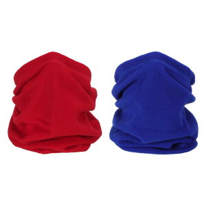 PATIKIL ウィンターネックウォーマー 2パックのドローストリング付き暖かいフェイススカーフ 風を防ぐネックゲイター 男性女性用 赤 青