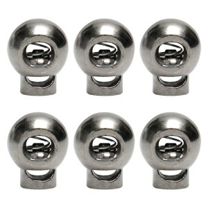 プラスチックコードロックストッパー エンドスプリング ストップトグルファスナー ストッパーロープエンドドローストリング用 衣類 靴ひも バッグ キャンプ シルバーブラック 6個