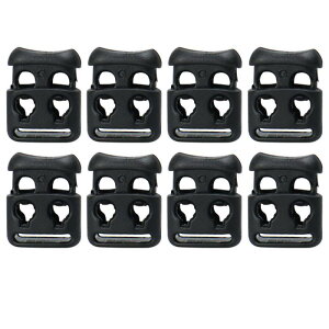 プラスチック コードロックストッパー エンドスプリング ストップダブルホールトグルファスナー ストッパードローストリング用ロープエンド衣類 靴ひも バッグ キャンプ ブラック 8個