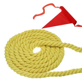 PATIKIL 大人やティーンエイジャー向けの20フィートの綱引きロープ 3本編みの天然綿ロープ 旗付き ヤードゲームやチームビルディング活動用 イエロー色