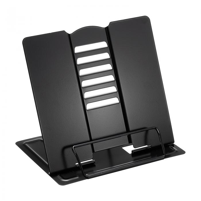 PATIKIL 195x155x165mm ブックスタンド 鉄 6角度調節可能 折りたたみ式 デスクトップ ブックディスプレイホルダー 読書用 ブラック