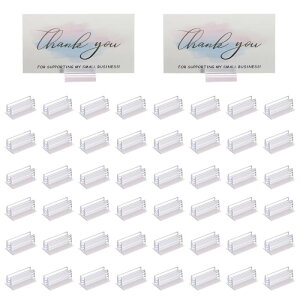 PATIKIL 1 x 0.6" 粘着ベースサインホルダー 50個 ミニくしゃみガードホルダーアクリルパネルホルダー タグ カード 写真 固定と整列用 透明