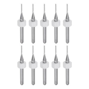 10個セット エンドミルビット 1mm ソリッドカーバイド CNCルータービット 彫刻カッターツール PCB基板フライス盤 木彫り 1/8" ストレートシャンク