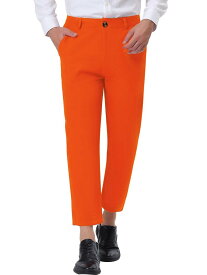 Lars Amadeus ドレスパンツ クロップド スーツ ズボン 多色 ビジネス ストレート モダンフィット 綿 メンズ オレンジ 30