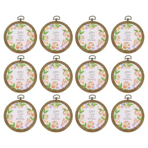 PATIKIL 12ピース 3.5" 刺繍フープフレーム 木製サークル クロスステッチフープリング 刺繍アートクラフト 手芸縫製装飾