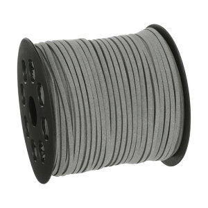 スエードコード 98.43ヤード2.6mmフラットレザースレッドストリング 財布 ハンドバッグ 靴ひも DIYクラフト ブレスレット作り シルバーグレー 1巻