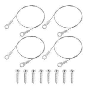 4個セット ラニヤードケーブルアイレット付き 20cmx1.5mm 304ステンレス鋼ワイヤーロープラニヤード 家具やランプの吊り下げに自己穴あけねじを使用して接続します。