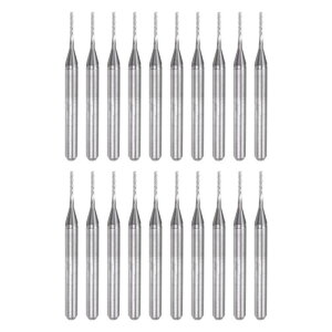 20個セット 0.8mm エンドミルビット 1/8" 直径シャンク ソリッドカーバイド CNC ルータービット 彫刻カッターツール コーン刃付き PCB 回路基板 ミリングマシン 木彫り用