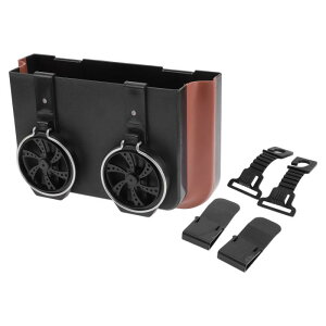 HEROFFIX 1個の車用ゴミ箱 折りたたみ式ポータブルゴミ箱 カップホルダー付き 9.8インチの長さ 3.1インチの幅 6.3インチの高さ ブラックプラスチック