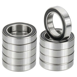 PATIKIL 6701-2RS 深溝玉軸受 12mm x 18mm x 4mm 10個パック ダブルゴムシール付きミニチュアベアリング 電動モーター産業機械用 黒&シルバー