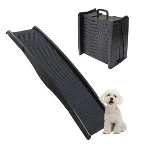 GLIDESMOOTH ベッド用犬用ランプ 滑り止めポータブル折りたたみ階段 車用犬用ランプ 犬用簡単車アクセス 非滑り表面付きアップグレードモデル ブラック