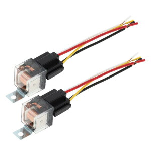 RATCHROLL 4 Pins 36V 80A 2個 自動リレー メタル吊り穴付き ハーネスソケット付き 防水カーリレー クリア ブラック