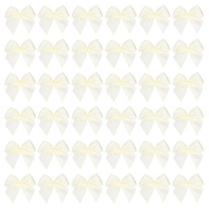 PATIKIL 1"ミニリボンボウ100個サテン生地リボンフラワーボウアップリケDIYクラフト縫製ウェディングパーティー装飾 ペールクリーム