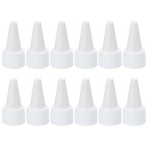 PATIKIL 18/410ツイ ストボトルキャップ 12個 プラスチック製リブエッジスク イーズボトル交換キャップ 白色 ペイント蓋グルータイプボトル用 フォームガスケット付き