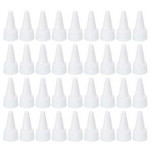 PATIKIL 20/410ツイ ストボトルキャップ 36個 プラスチック製リブエッジスク イーズボトル交換キャップ 白色 ペイント蓋グルータイプボトル用 フォームガスケット付き