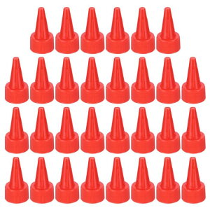 PATIKIL 24/410ツイ ストボトルキャップ 30個 プラスチックリブエッジスク イーズボトル交換キャップ(フォームガスケット付き)ペイント蓋グルーディスペンサーボトル用 赤色