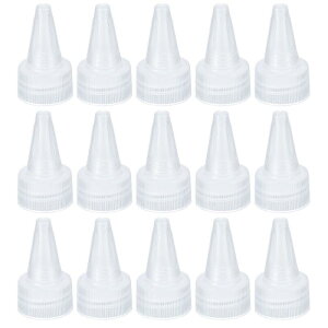 PATIKIL 28/410ツイ ストボトルキャップ 15個 プラスチック製リブエッジスク イーズボトル交換キャップ(フォームガスケット付き)ペイント蓋グルータイプボトル用 クリア