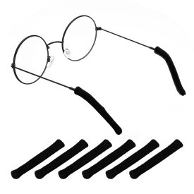 PATIKIL 眼鏡エンドチップ 3ペア 眼鏡アンチスリップイヤーソックスチューブスリーブナイロン交換テンプル 黒