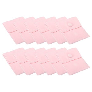 PATIKIL 9.3x7.5cm スナップボタン付き宝石ポーチ 12個入り ベルベット宝石ポーチ ネックレス ブレスレット イヤリング 時計 リング ブローチなど ポータブルな柔らかい収納袋 ピンク色