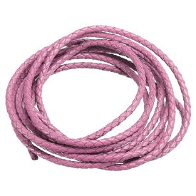 PATIKIL 丸編みレザーコード 3 mm丸編み本物 レザーコードロープ クラフト 宝石メイキング ネックレス ブレスレット用 ピンク（2.2ヤード）