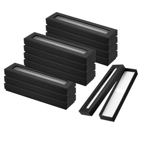 PATIKIL ペンギフトボックス 12個入り 空 ペンケース カードボード製 ケース 透明窓付き ペンプレゼンテーションディスプレイボックス 鉛筆 ボールペン 宝石 ビジネスオフィス用 黒