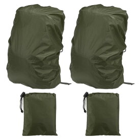 PATIKIL 40-50L 防水バックパックレ インカバー アンチスリップクロスバックルストラップとドローストリングバッグ付き 2個セット ハイキング キャンプ 旅行に最適 Lサイズ ダーク緑チェック柄